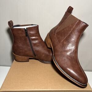 Chelsea Mid Height Brown Zippered Ankle Booties Size 9.5